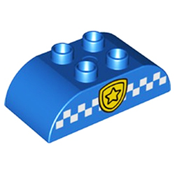 Кубик 2х4 со скруглёнными верхними углами Лего дупло «Полиция»