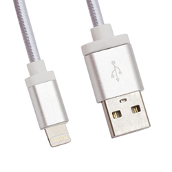 Кабель USB -> Lightning для Apple в металлической оплетке, 1 метр