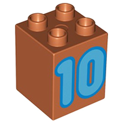 Кубик 2х2 (высокий) Лего дупло: десятка