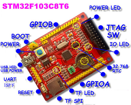 Плата разработчика на STM32F103C8T6 (Cortex M3)