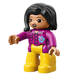 Тётя в розовой блузке и жёлтых брюках – фигурка Лего дупло