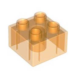 Кубик 2х2, совместимый с Лего дупло: прозрачный оранжевый