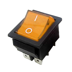 Выключатель клавишный  KCD4 жёлтый с подсветкой, 3 пары контакт