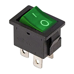 Выключатель клавишный с зелёной клавишей KCD1-104
