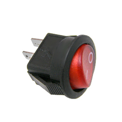 Круглый чёрный выключатель 15 мм с круглой красной клавишей