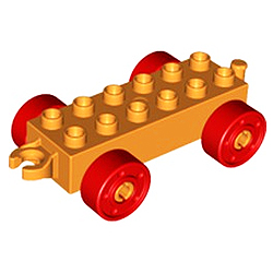 Колёсная база Лего дупло: оранжевая с красными колёсами
