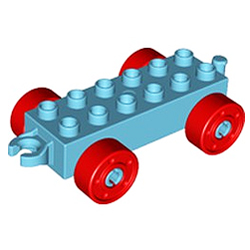 Колёсная база Лего дупло: лазурная с красными колёсами