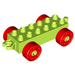 Колёсная база Лего дупло: цвета лайма с красными колёсами