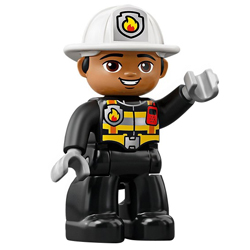 Загорелый дядя пожарный в белой каске нового образца Лего дупло