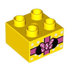 Кубик 2х2 «Бантик Минни» Лего дупло: жёлтый цвет