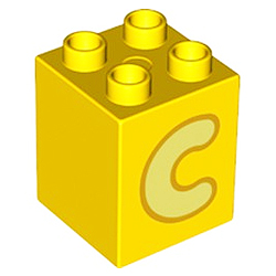 Кубик 2х2 (высокий) Лего дупло: буква С