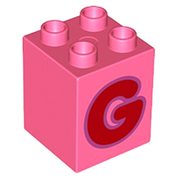 Кубик 2х2 (высокий) Лего дупло: буква G