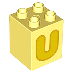 Кубик 2х2 (высокий) Лего дупло: буква U