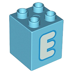 Кубик 2х2 (высокий) Лего дупло: буква E
