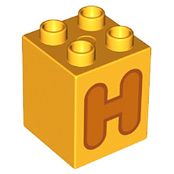 Кубик 2х2 (высокий) Лего дупло: буква H