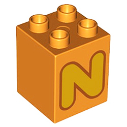 Кубик 2х2 (высокий) Лего дупло: буква N
