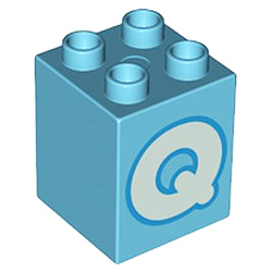Кубик 2х2 (высокий) Лего дупло: буква Q