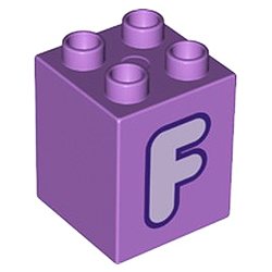 Кубик 2х2 (высокий) Лего дупло: буква F