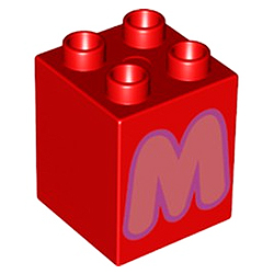 Кубик 2х2 (высокий) Лего дупло: буква M