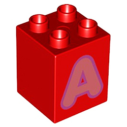 Кубик 2х2 (высокий) Лего дупло: буква A