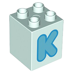 Кубик 2х2 (высокий) Лего дупло: буква K