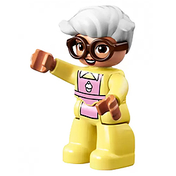 Бабуля в розовом фартуке и в очках – фигурка Лего дупло