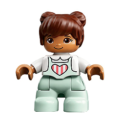 Девочка в бирюзовом комбинезоне с сердечком – фигурка Лего дупло