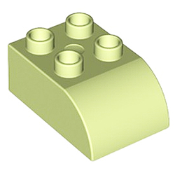 Кубик 2х3 (скруглённый верхний край) Лего дупло: жёлто-зелёный цвет
