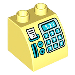 Кубик 2х2 со скруглённым верхним краем «Касса» Лего дупло
