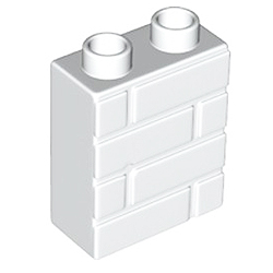 Кубик 2х1 высокий «Кирпичная кладка» Лего дупло: белый
