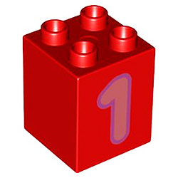 Кубик 2х2 (высокий) Лего дупло: единица