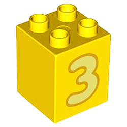 Кубик 2х2 (высокий) Лего дупло: тройка