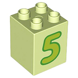 Кубик 2х2 (высокий) Лего дупло: пятёрка