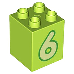 Кубик 2х2 (высокий) Лего дупло: шестёрка