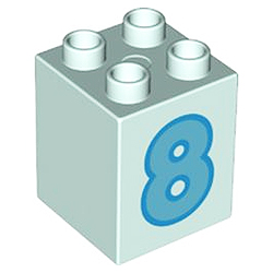 Кубик 2х2 (высокий) Лего дупло: восьмёрка (бирюзовый)