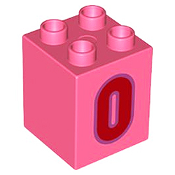 Кубик 2х2 (высокий) Лего дупло: нолик (коралл)