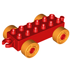 Колёсная база Лего дупло: красная с оранжевыми колёсами