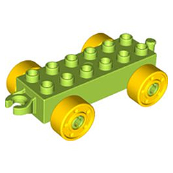 Колёсная база Лего дупло: цвета лайма с жёлтыми колёсами