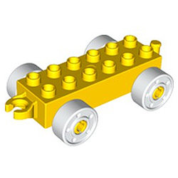 Колёсная база Лего дупло: жёлтая с белыми колёсами