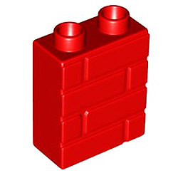 Кубик 2х1 высокий «Кирпичная кладка» Лего дупло: красный цвет