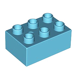 Кубик 2х3 (толстый) Лего дупло: лазурный цвет