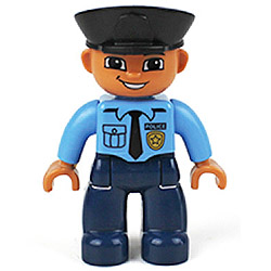 Полицейский в синих брюках – минифигурка, совместимая с Лего дупло