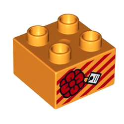 Кубик 2х2 оранжевый «Подарок» Лего дупло