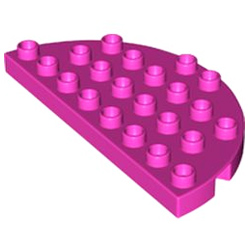 Полукруглая пластина – деталь Лего дупло: тёмно-розовый цвет