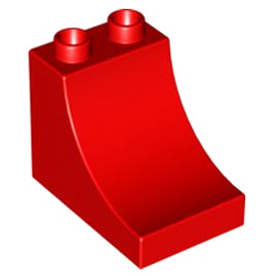 Блок 2х3 изогнутый скат крыши Лего дупло: красный