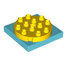 Поворотный блок желтый с лазурной платформой 4х4 — деталь Лего