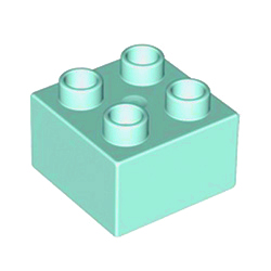 Кубик 2х2: бирюзовый цвет, совместим с Дупло
