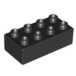 Кубик 2х4 (толстый): чёрный цвет, совместим с Дупло