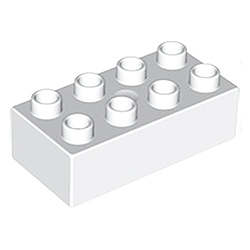 Кубик 2х4 (толстый): белый, совместим с Дупло