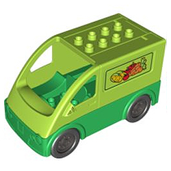 Зелёный фургончик, совместимый с Лего Дупло «Овощи»